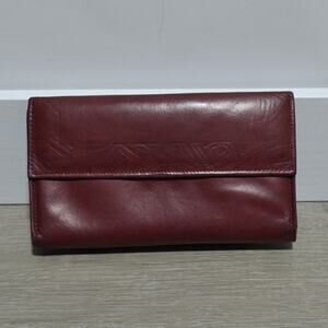 Amity Red Cowhide Leather Wallet with Checkbook and Coin Purse
